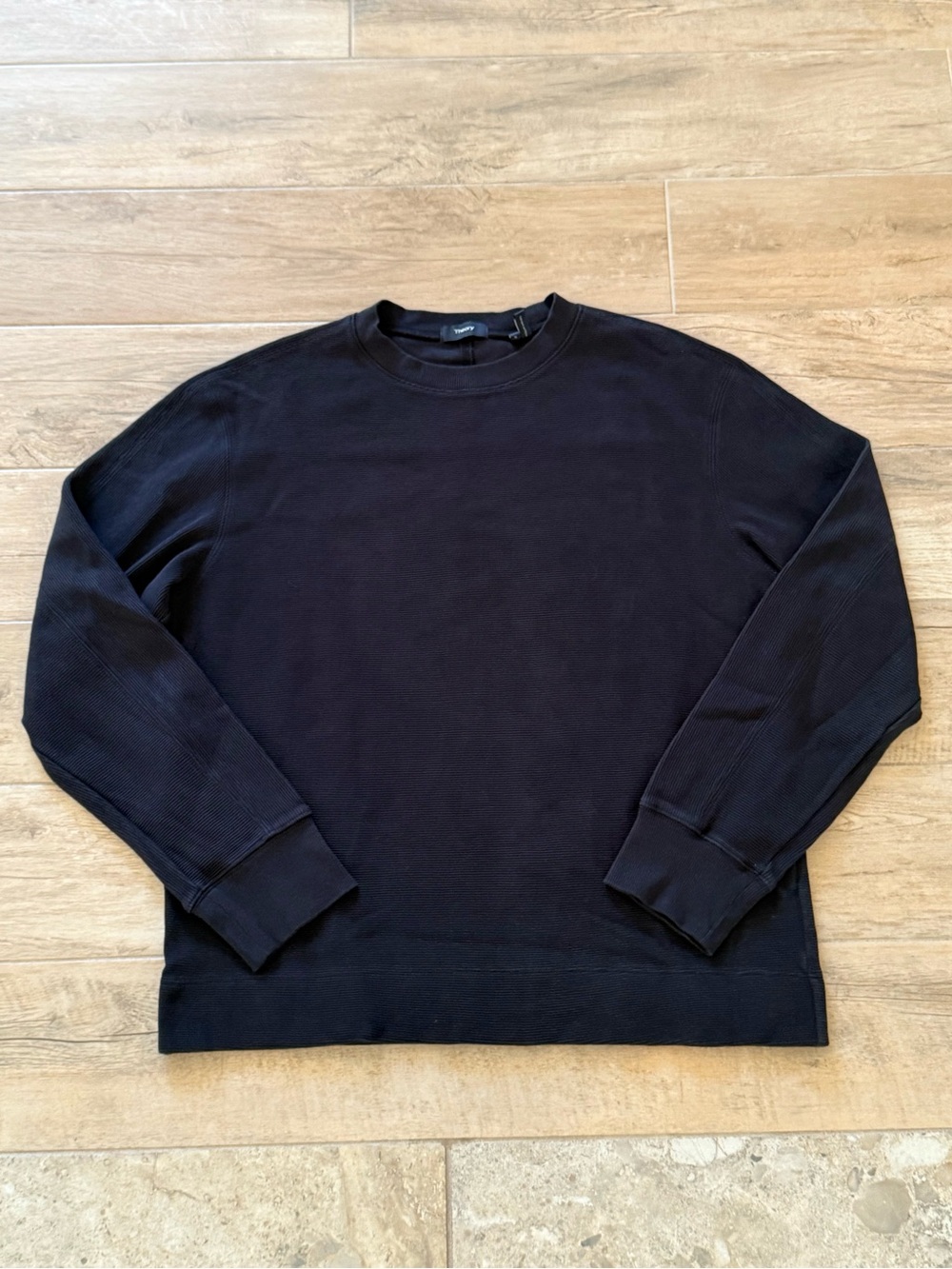 Theory Men's Black Cable Style Crewneck Sweatshirt
